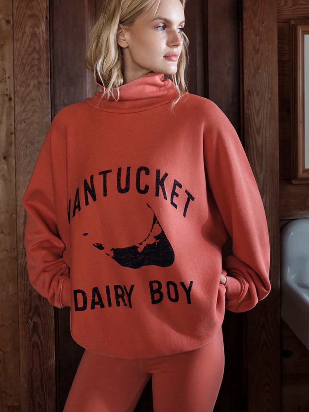 Dairy Boy Nantucket Rollneck Red Sweatshirt Size M/L NWOT
